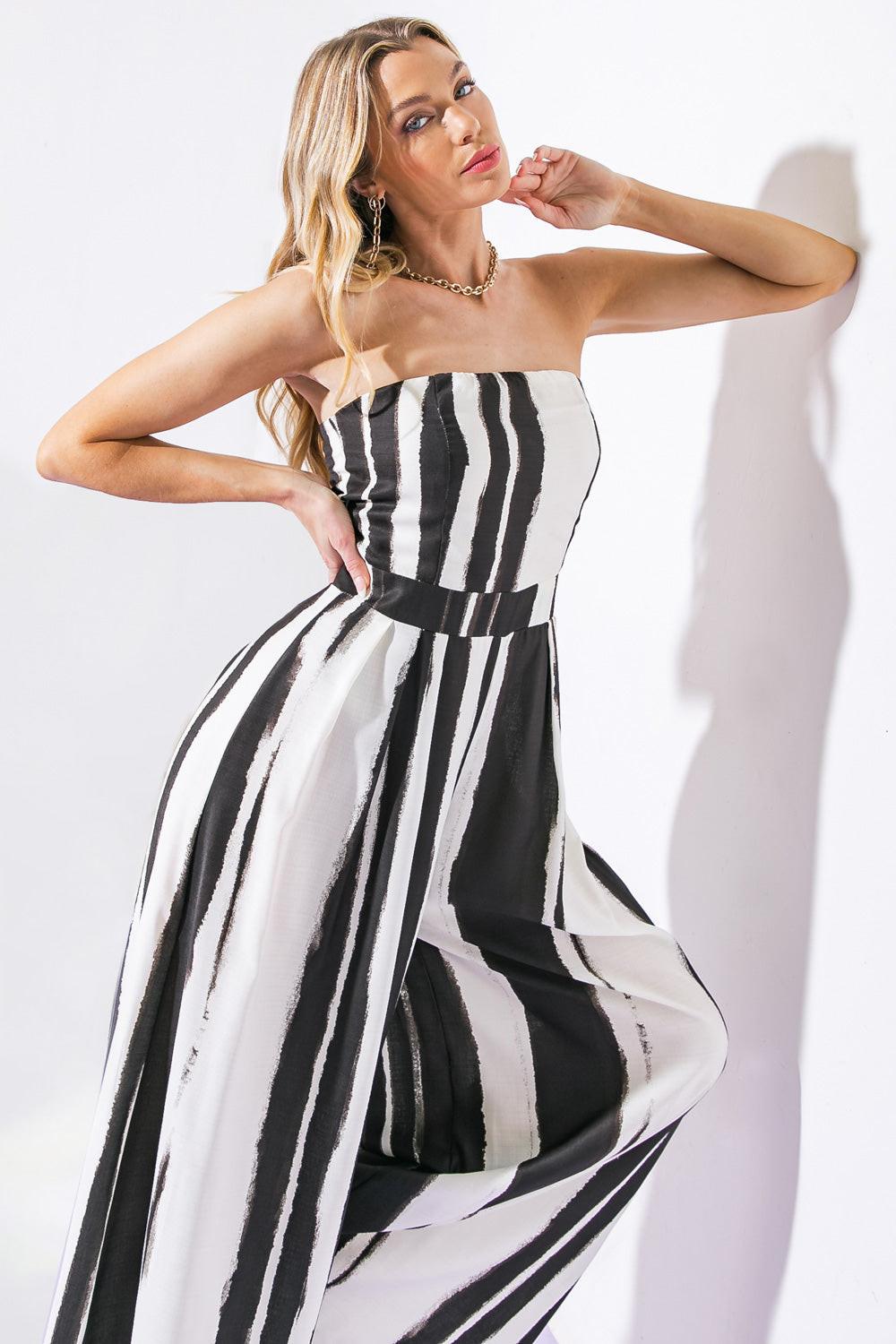 Flying Tomato WHITE BLACK JUMPSUIT