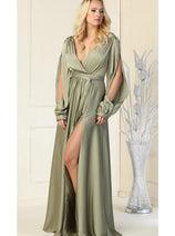 Sage Christmas & Holiday Dress in Satin By May Queen MQ1857