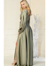 Sage Christmas & Holiday Dress in Satin By May Queen MQ1857