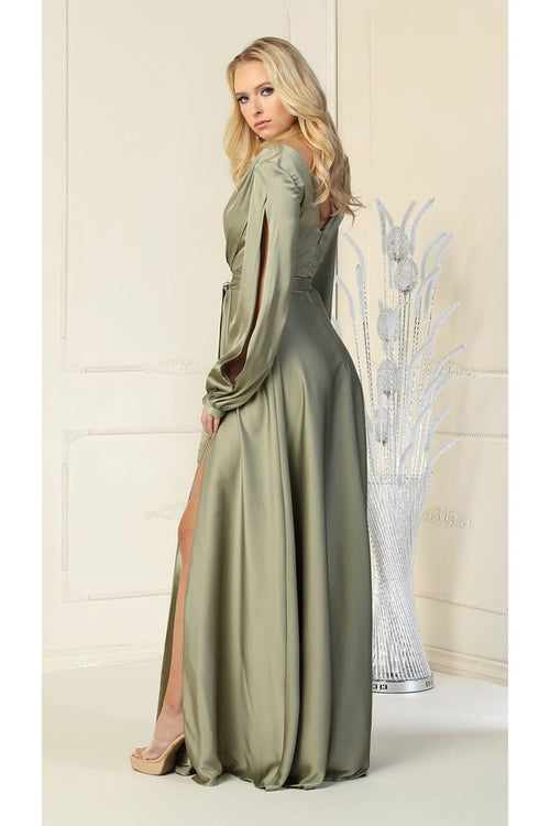 Split Long Sleeve Evening Gown