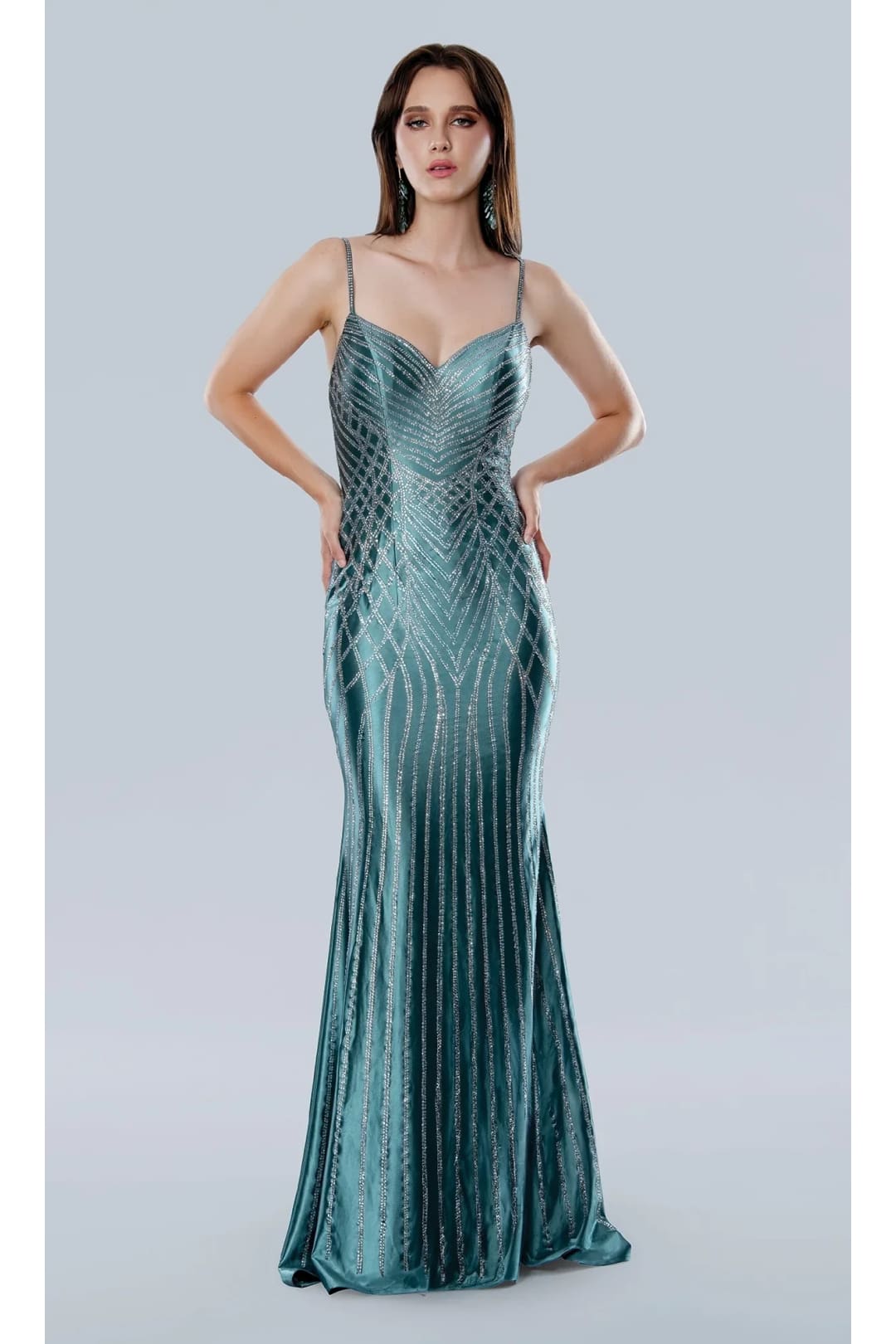 Sage Prom Dress Beaded Formal Evening Gown Stella Couture 25185 - Sage / 2 - Dresses