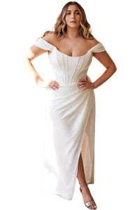 Satin Corset Wedding Gown 2025 Elegant Bridal Dress - Off White / 18 - Prom