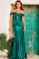 Satin Fitted Off Shoulder Gown by Jovani 37521 - Long Formal Dresses