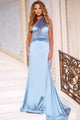 Satin Fitted One Shoulder Gown by Jovani 44712 - 00 / Steel Blue - Long Formal Dresses
