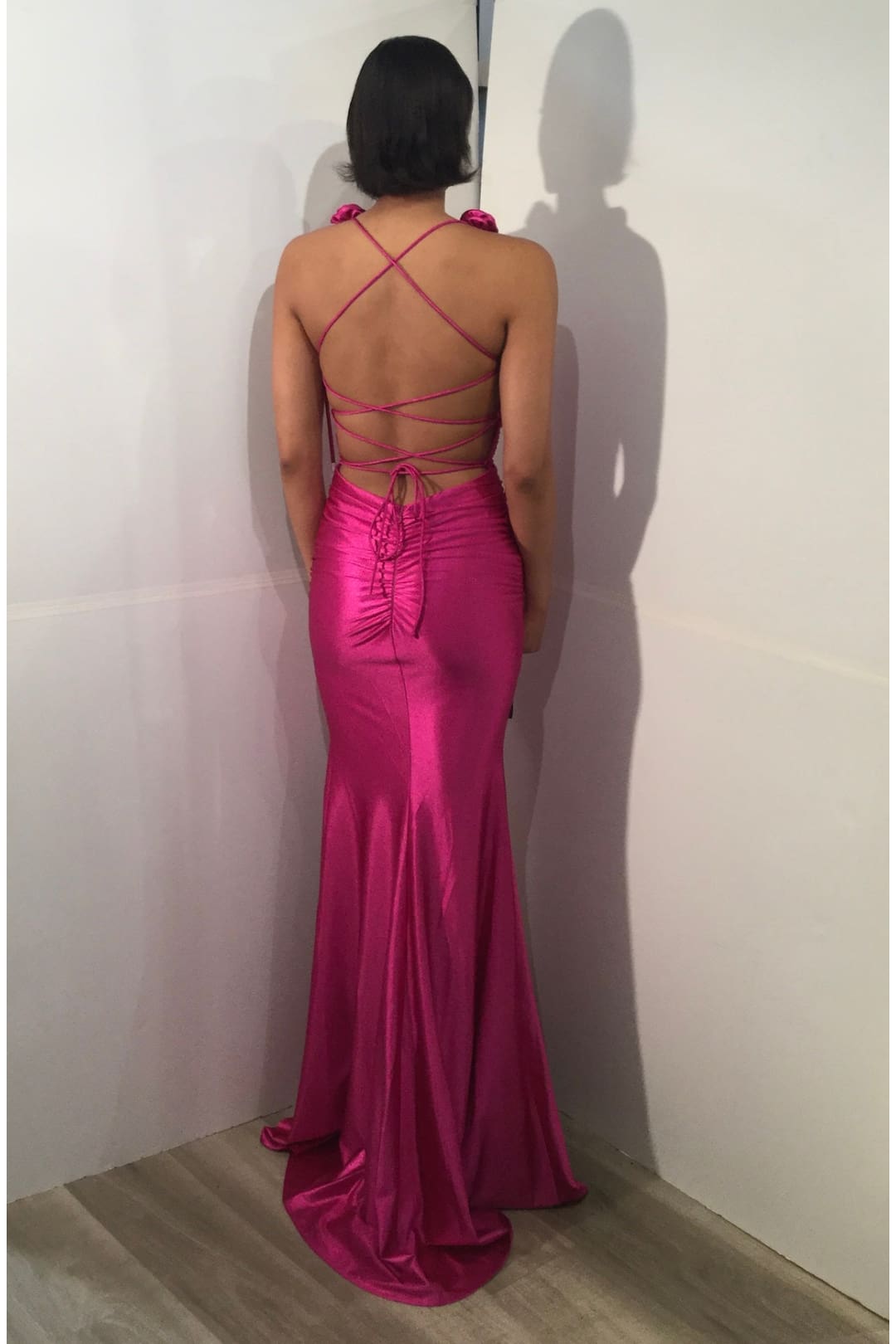 Satin Fitted Sleeveless Slit Gown by Jovani D5807 - Long Formal Dresses