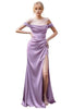 Satin Gown with Cowl Neck & Slit 2025 Elegant Evening Dress - Lavender / 2 - Prom