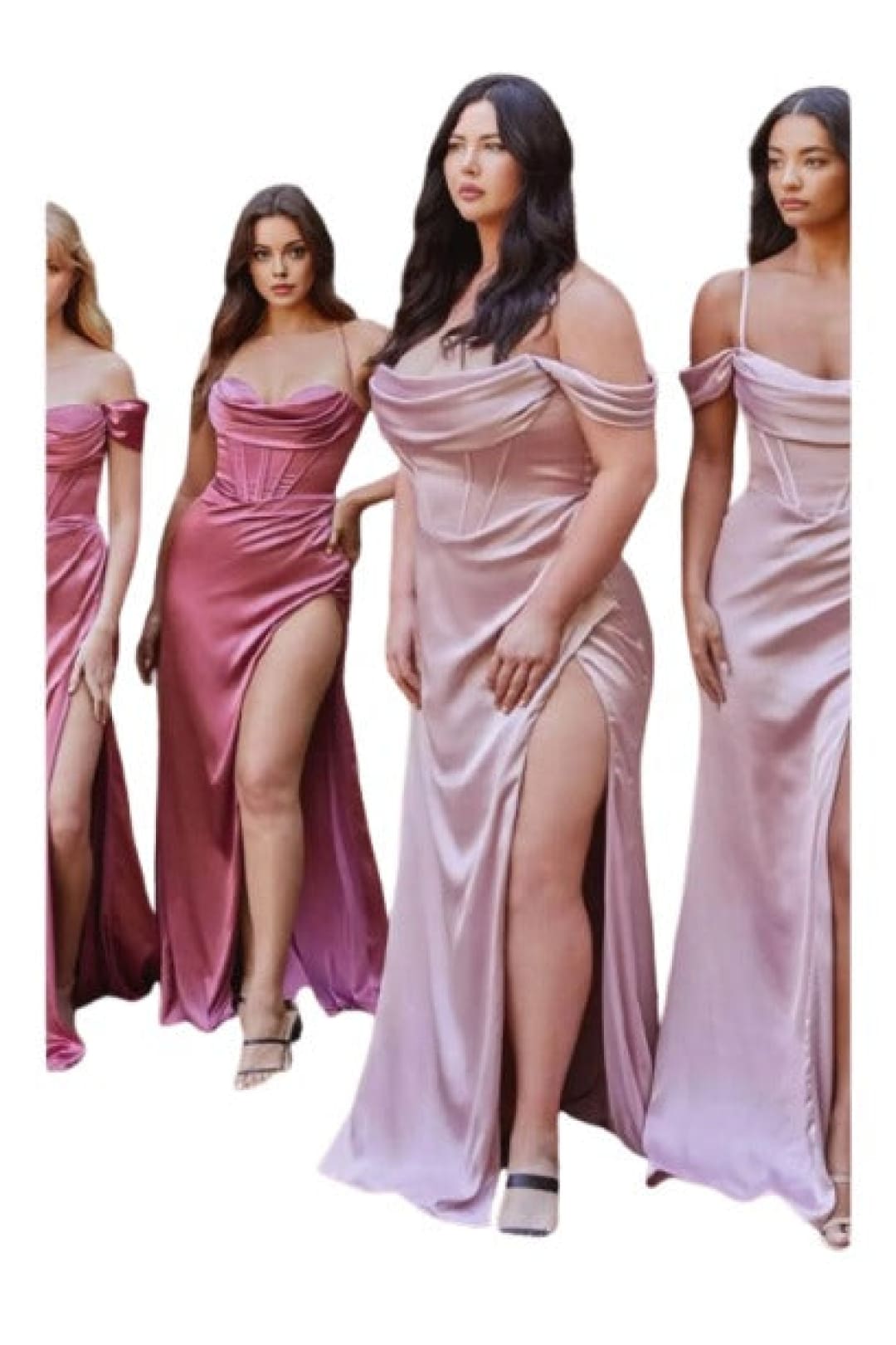 Satin Gown with Cowl Neck & Slit 2025 Elegant Evening Dress - Mauve / 2 - Prom