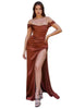 Satin Gown with Cowl Neck & Slit 2025 Elegant Evening Dress - Sienna / 2 - Prom