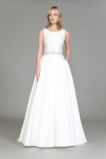 Poly USA 8518 Satin Lace-Up Back Wedding Dress