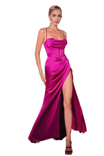 Satin Long Evening Dress 2025 Elegant Formal Gown - Mauve Rose / 4 - Prom