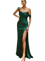 Satin Off-Shoulder Draped Gown 2025 Elegant Evening Dress