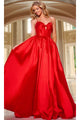 Satin Prom Ball Gown: Jovani 43199 - Red / Prom