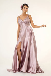 Prom Simple A-line Evening Dress - MAUVE / XS