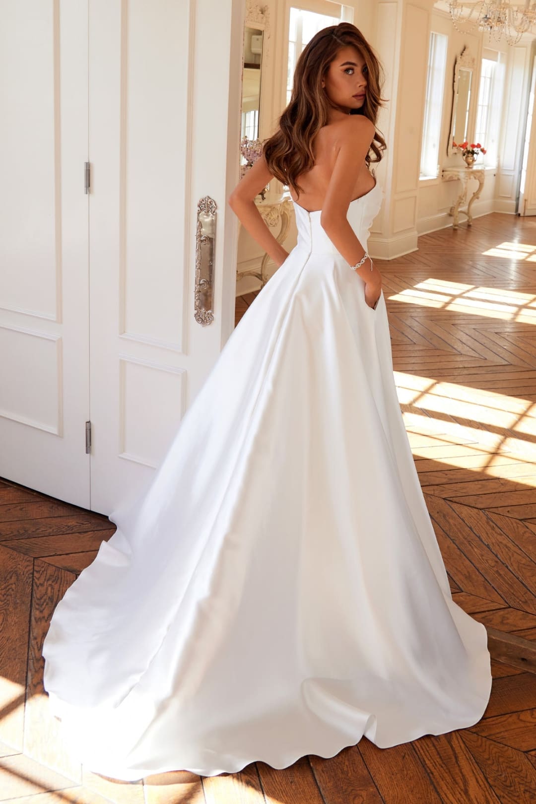 Satin Strapless A-line Bridal Gown by Juliet JT2885CW - Long Formal Dresses