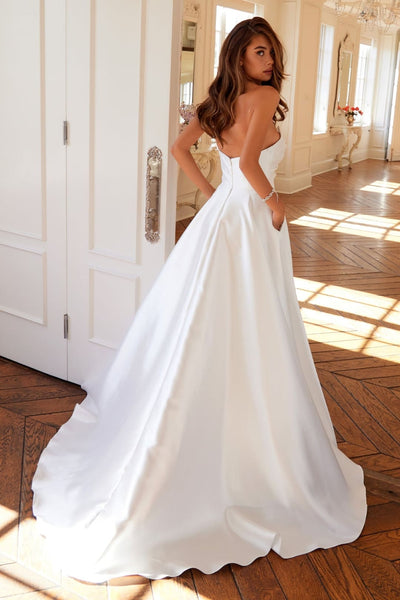 Satin Strapless A-line Bridal Gown by Juliet JT2885CW - Long Formal Dresses