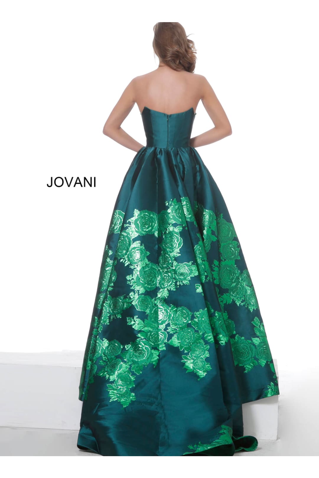 Satin Strapless A-line Slit Gown by Jovani 02038 - Long Formal Dresses