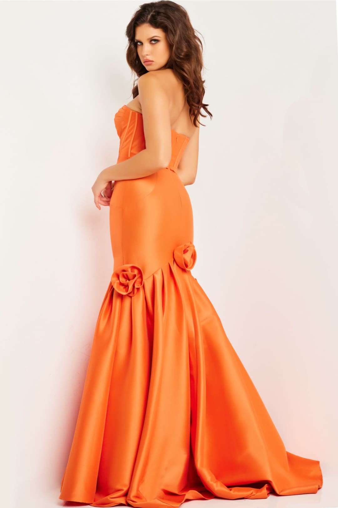 Satin Strapless Corset Mermaid Dress by Jovani 24613 - Long Formal Dresses