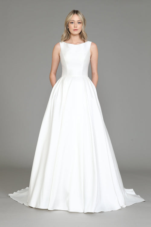 Poly USA 8534 Satin Wedding Dress with Lace Back