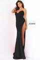Scuba Fitted Strapless Slit Gown by Jovani 07138 - 00 / Black - Long Formal Dresses