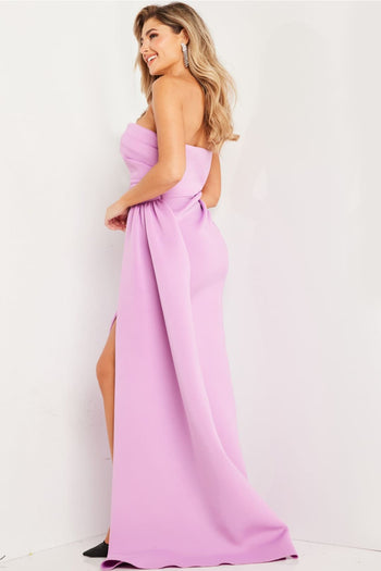 Scuba Fitted Strapless Slit Gown by Jovani 24012 - Long Formal Dresses