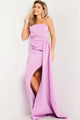 Scuba Fitted Strapless Slit Gown by Jovani 24012 - 00 / Lilac - Long Formal Dresses