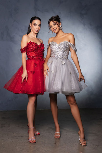 Semi Formal dress Beaded V-Neck A Line By May Queen MQ2105 - SILVER / 2 - Dress