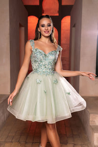 Semi Formal dress Beaded V-Neck A Line By May Queen MQ2105 - Dress