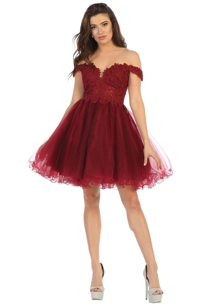 Semi Formal Dress - Burgundy / 6