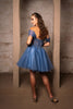 Semi Formal Glittery Off The Shoulder A-Line Homecoming Dress By May Queen MQ2117 - Dress