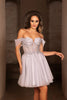 Semi Formal Glittery Off The Shoulder A-Line Homecoming Dress By May Queen MQ2117 - Dress