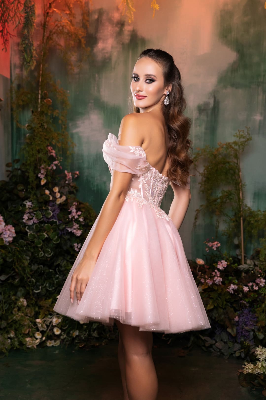 Semi Formal Glittery Off The Shoulder A-Line Homecoming Dress By May Queen MQ2117 - Dress