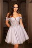 Semi Formal Glittery Off The Shoulder A-Line Homecoming Dress By May Queen MQ2117 - Dress