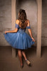 Semi Formal Glittery Off The Shoulder A-Line Homecoming Dress By May Queen MQ2117 - Dress