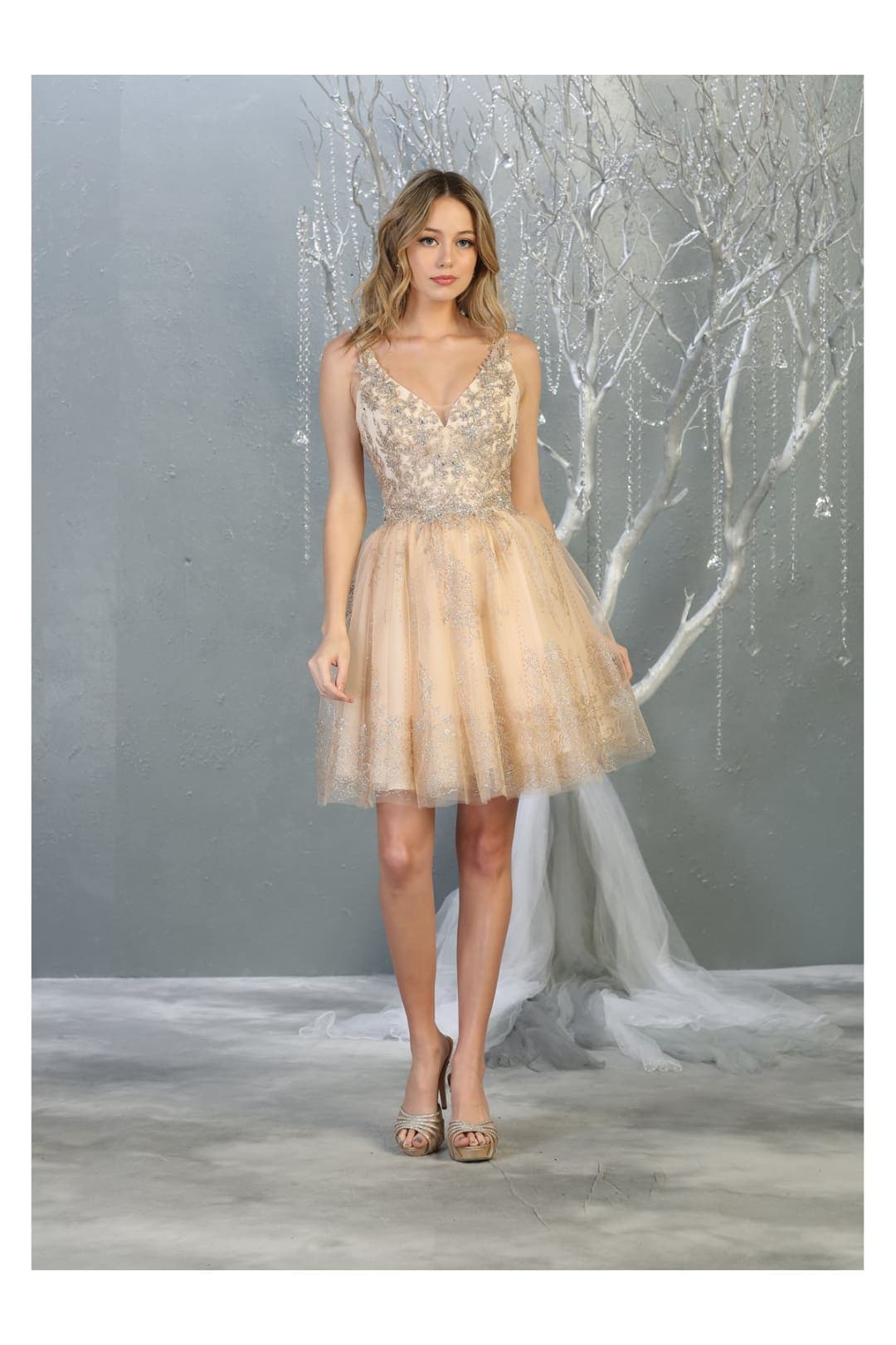 Semi Formal Sleeveless Metallic Dress