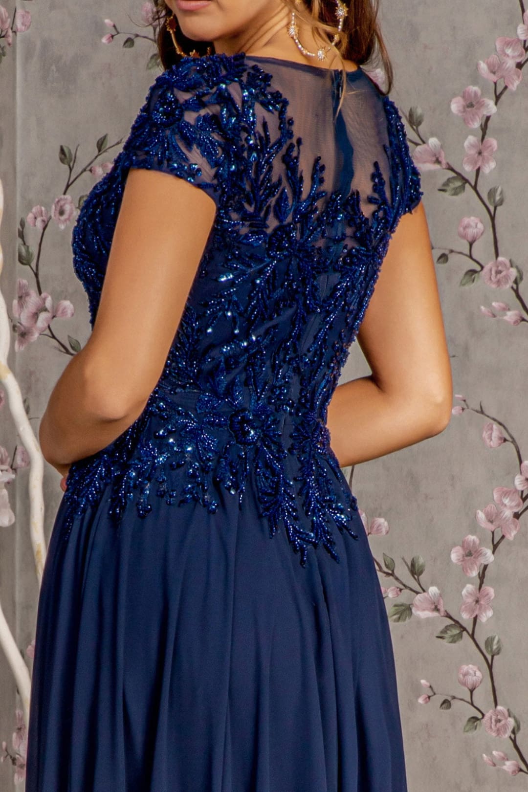 Sequin Applique Short Sleeve A-line Gown by GLS Gloria GL3450 - Long Formal Dresses