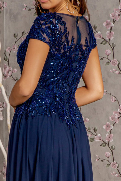 Sequin Applique Short Sleeve A-line Gown by GLS Gloria GL3450 - Long Formal Dresses