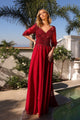 Hermoso vestido Nox Anabel MF100 con escote en A y mangas 3/4 con lentejuelas