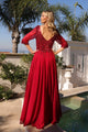 Hermoso vestido Nox Anabel MF100 con escote en A y mangas 3/4 con lentejuelas