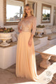 Glamuroso vestido de corte A con escote de lentejuelas y mangas 3/4 – MF103
