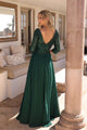 Glamuroso vestido de corte A con escote de lentejuelas y mangas 3/4 – MF103