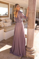 Glamuroso vestido de corte A con escote de lentejuelas y mangas 3/4 – MF103