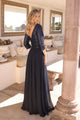 Glamuroso vestido de corte A con escote de lentejuelas y mangas 3/4 – MF103