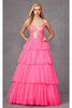 Sequin Bodice Sleeveless A-Line Ruffled Gown by Juliet JT2457H - Dress