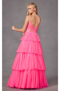 Sequin Bodice Sleeveless A-Line Ruffled Gown by Juliet JT2457H - Dress