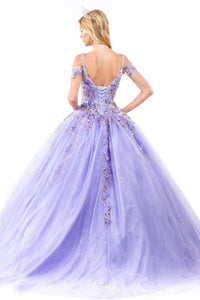 Sequin Cold Shoulder Ball Gown by Elizabeth K GL1969 - Quinceanera Dresses