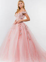 Sequin Cold Shoulder Ball Gown by Elizabeth K GL1969