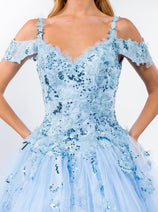 Sequin Cold Shoulder Ball Gown by Elizabeth K GL1969