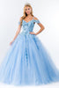 Sequin Cold Shoulder Ball Gown by Elizabeth K GL1969 - XS / Baby Blue - Quinceanera Dresses