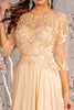 Sequin Embroidered 3/4 Sleeve Gown by GLS Gloria GL3446 - Long Formal Dresses