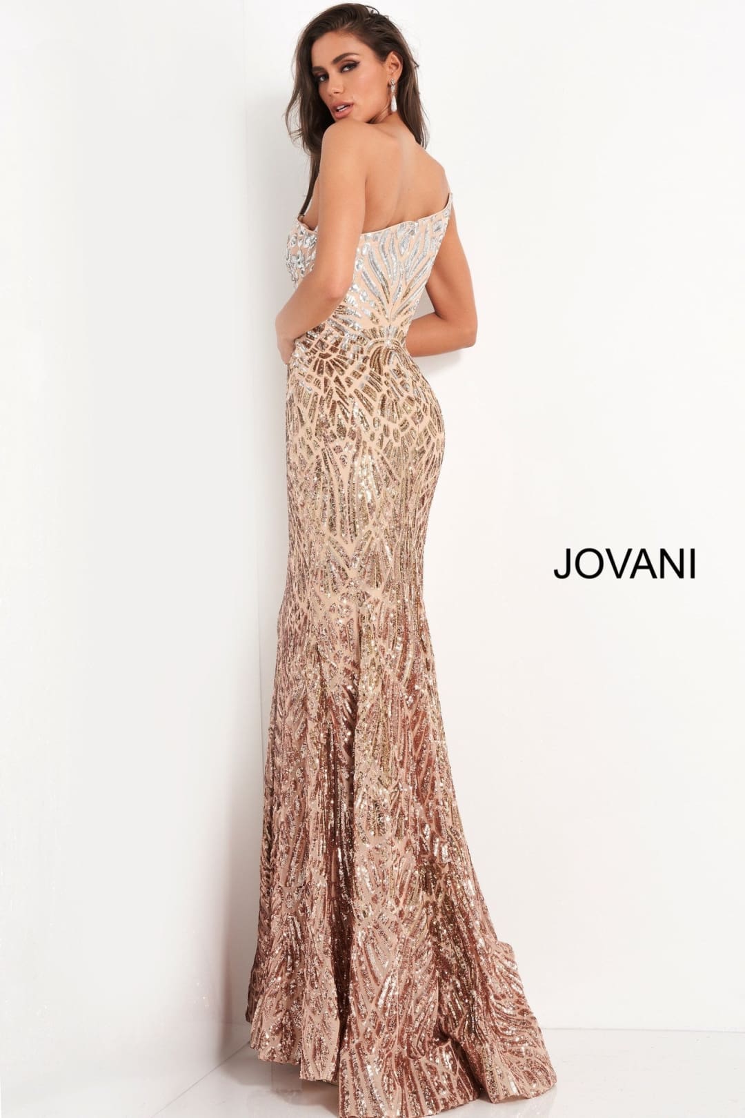 Sequin Fitted One Shoulder Gown by Jovani 06469 - Long Formal Dresses
